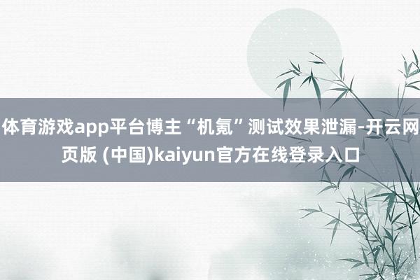 体育游戏app平台博主“机氪”测试效果泄漏-开云网页版 (中国)kaiyun官方在线登录入口