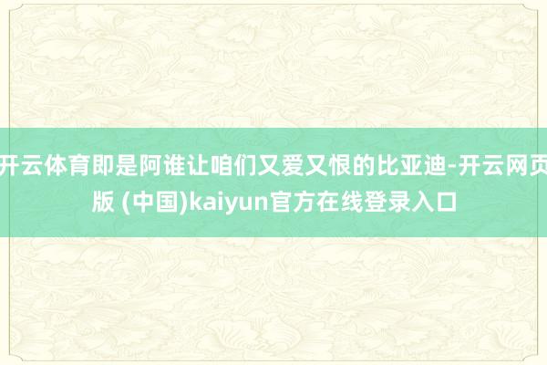 开云体育即是阿谁让咱们又爱又恨的比亚迪-开云网页版 (中国)kaiyun官方在线登录入口