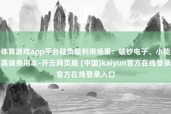 体育游戏app平台硅负极利用场景：破钞电子、小能源、高端乘用车-开云网页版 (中国)kaiyun官方在线登录入口